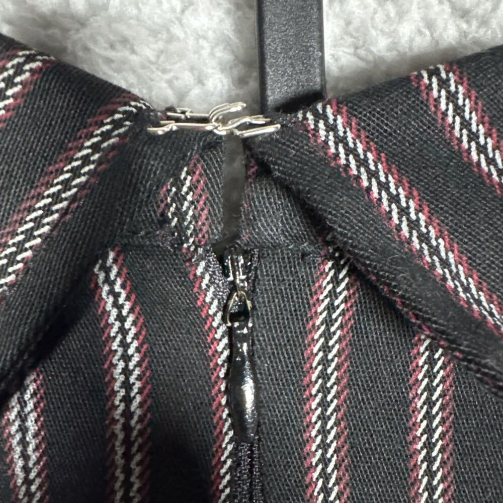 VINTAGE Y2K 90s Lip Service BLACK Pinstripe BONDAGE DRESS Size M Goth Punk Rare - Picture 13 of 16